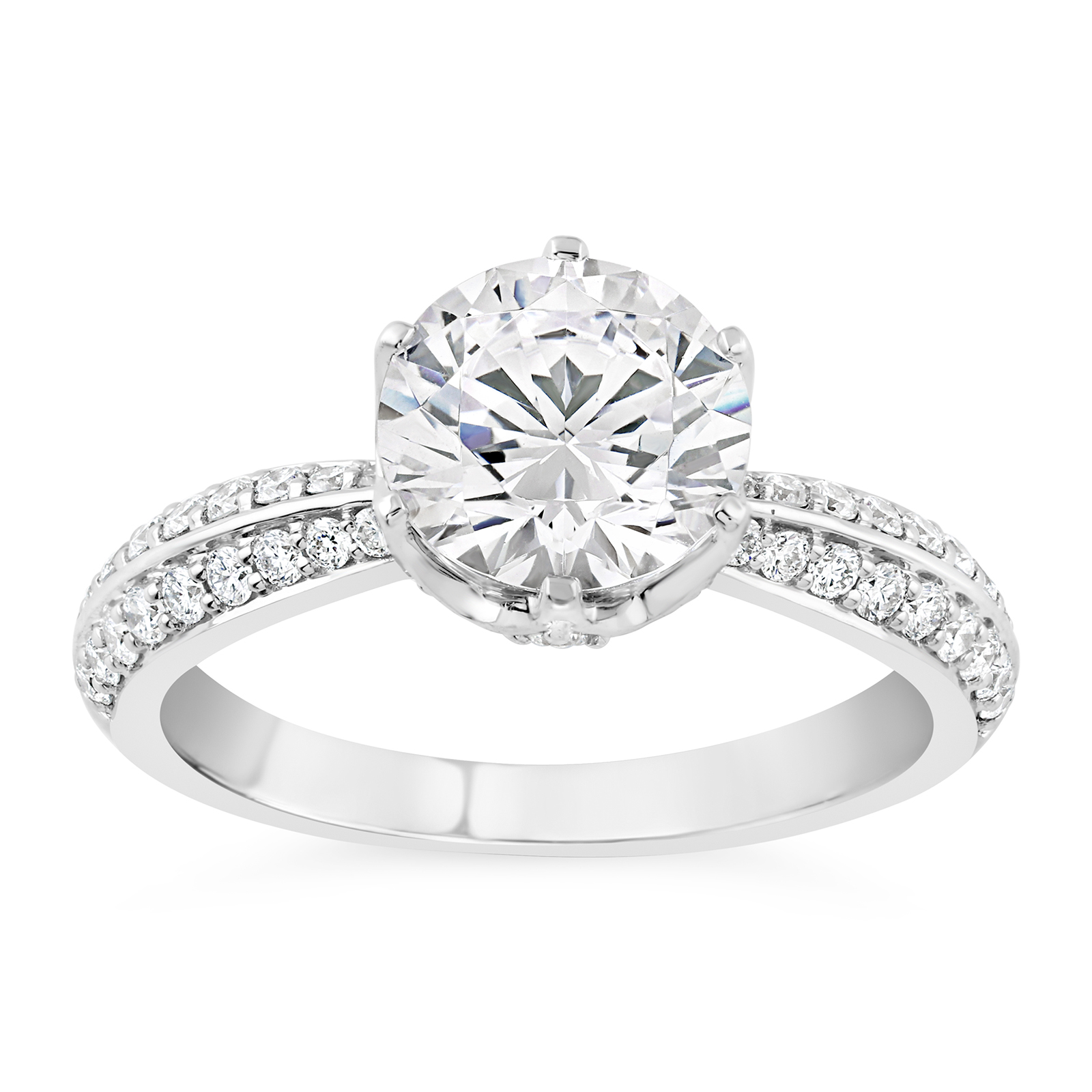 Platinum Knife-Edge Pave Diamond Engagement Ring