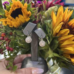 Diamond cluster drop fashion earrings