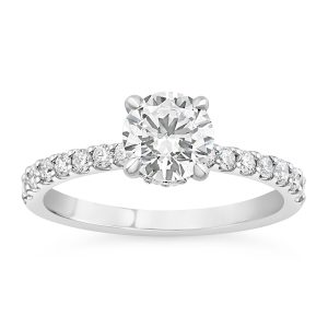 14K Hidden Collar Round Diamond Engagement Ring