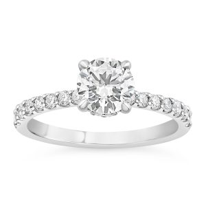 14K Hidden Collar Round Lab Grown Diamond Engagement Ring