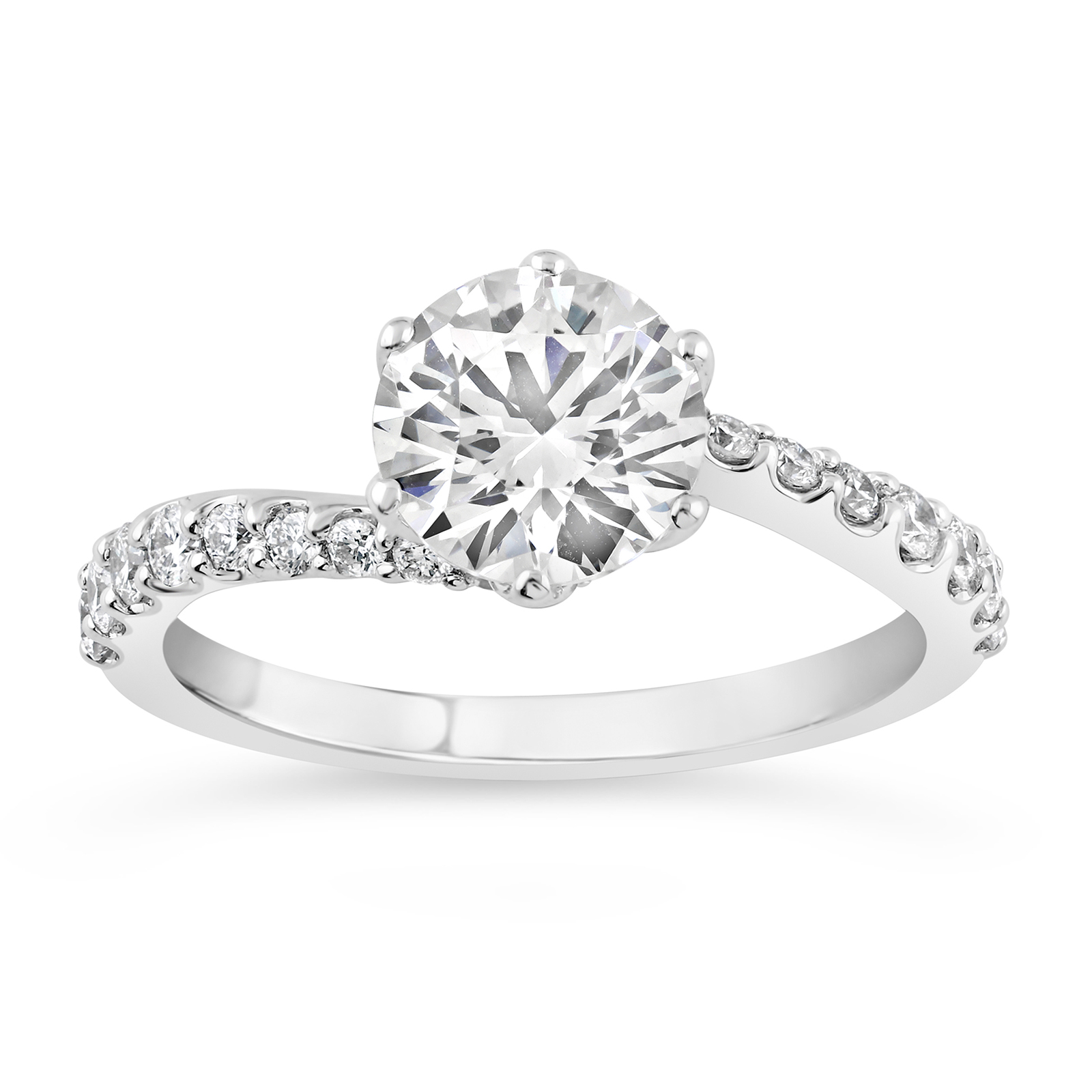 14K Round Diamond Bypass Engagement Ring