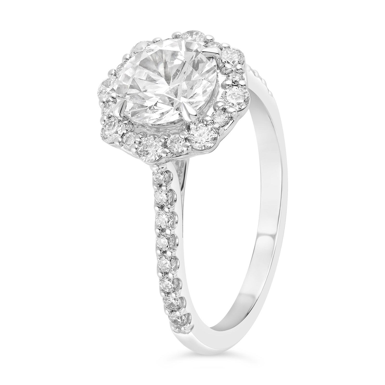 14K Round Lab Grown Diamond Art Deco Halo Engagement Ring - Image 5
