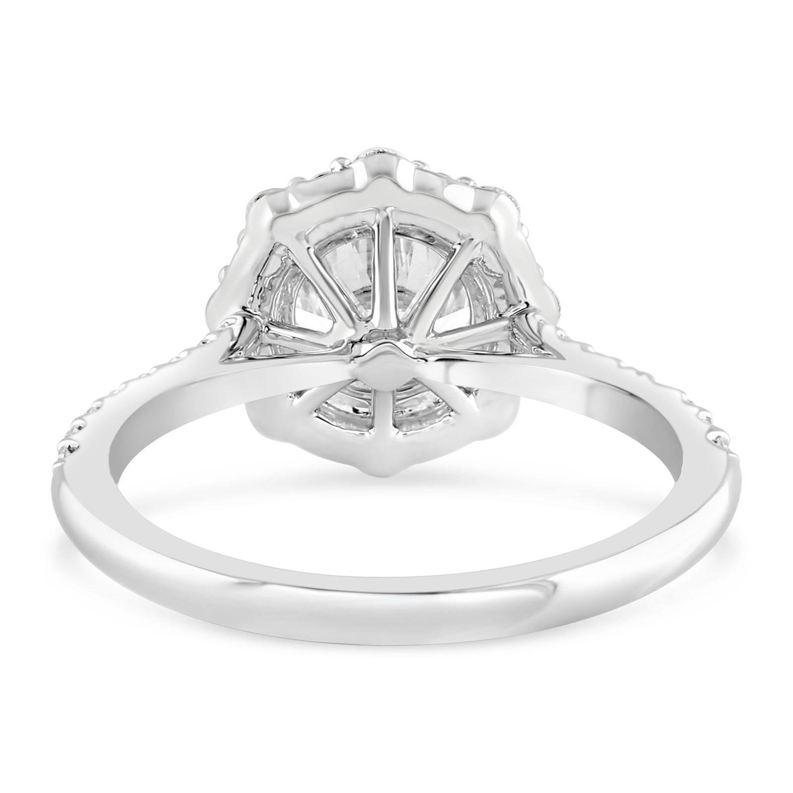 14K Round Lab Grown Diamond Art Deco Halo Engagement Ring - Image 4