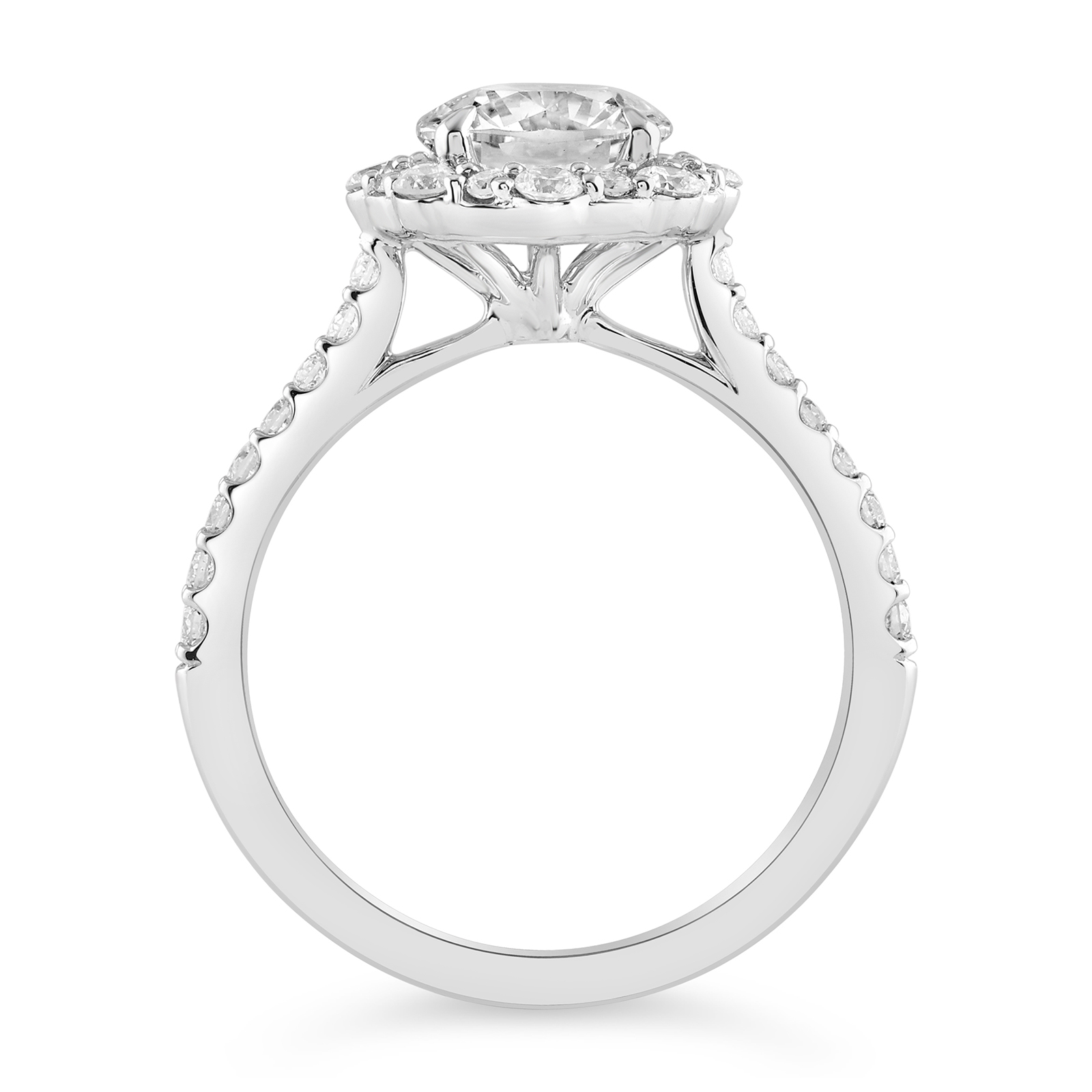 14K Round Lab Grown Diamond Art Deco Halo Engagement Ring - Image 2