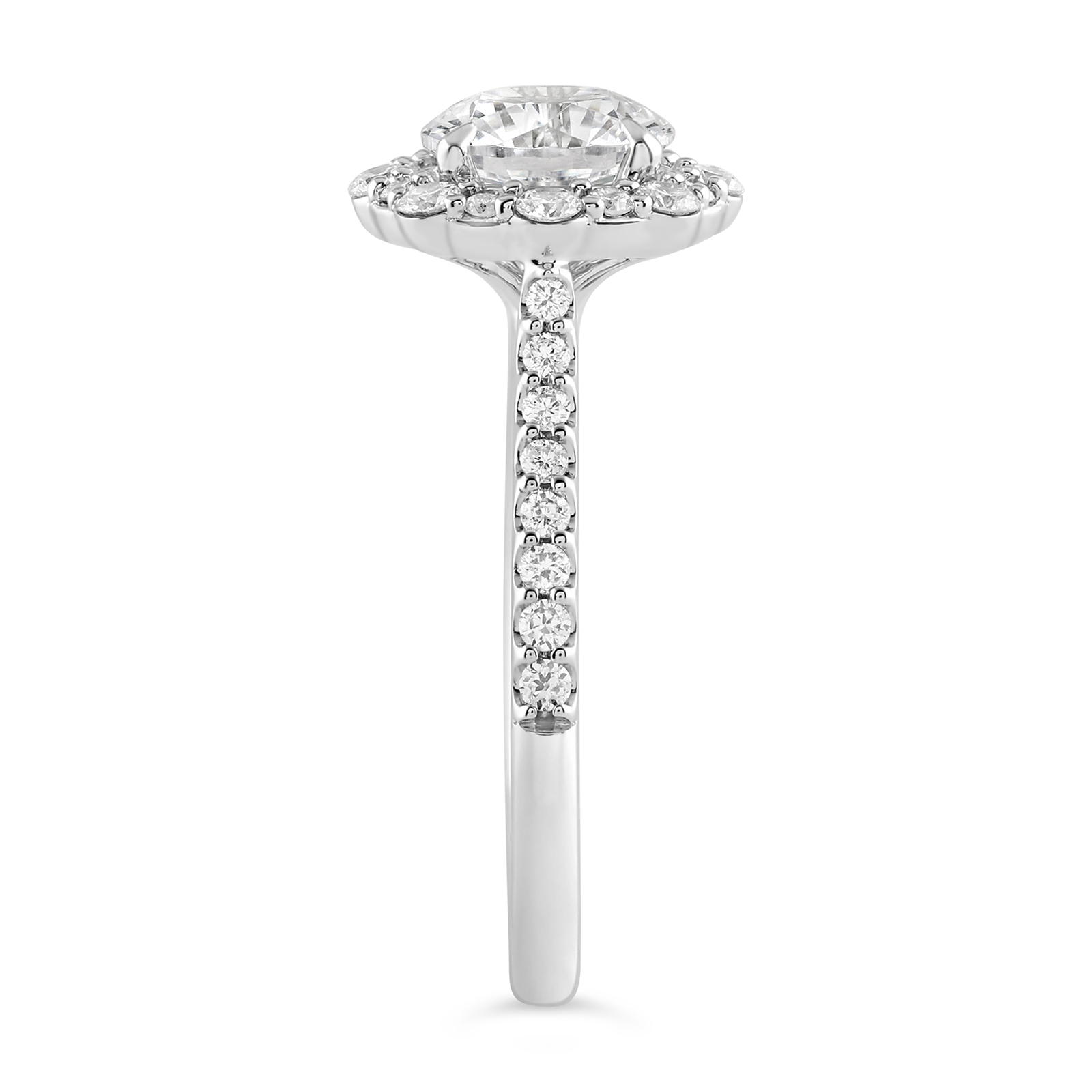 14K Round Lab Grown Diamond Art Deco Halo Engagement Ring - Image 3