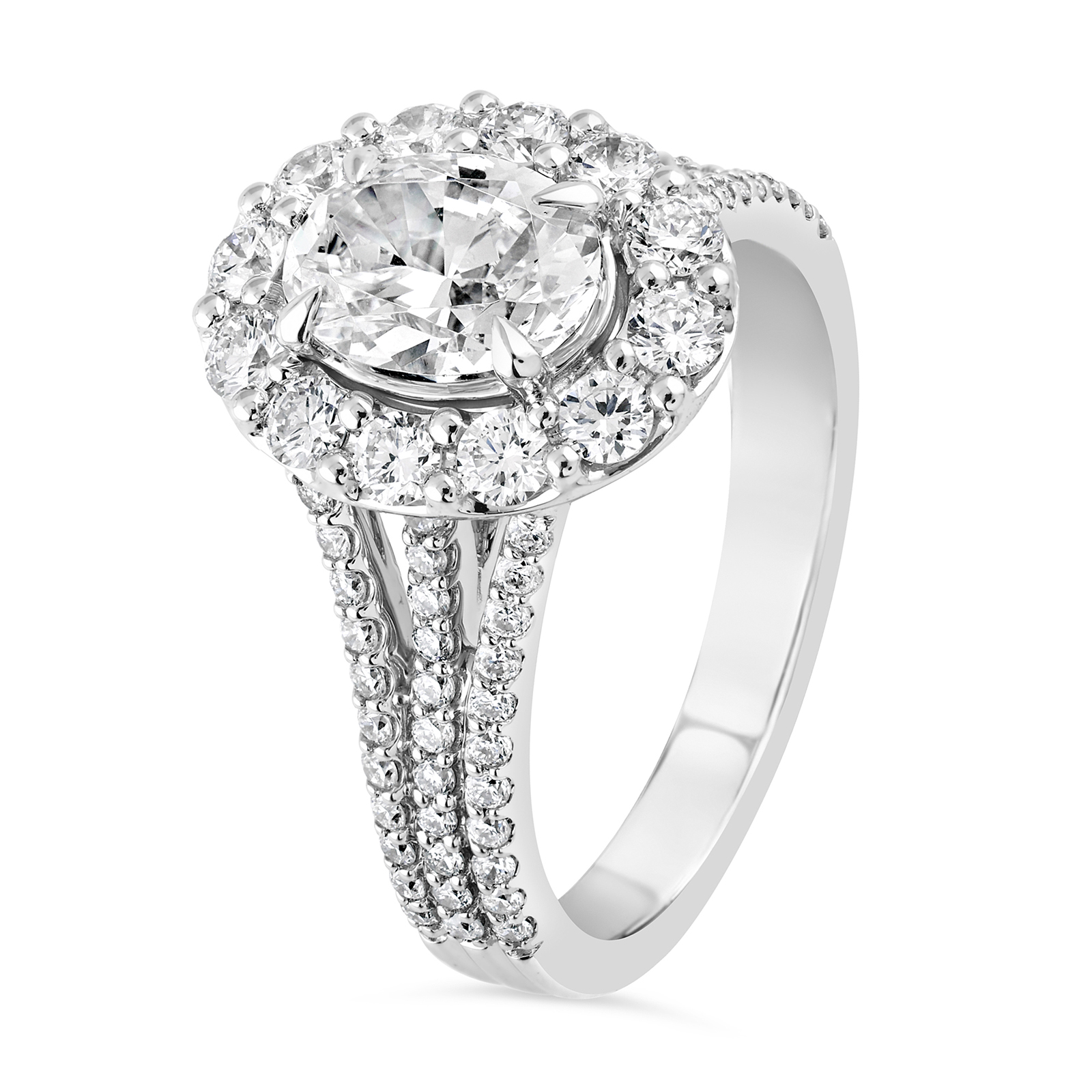 14K Split Shank Oval Diamond Halo Engagement Ring - Image 2