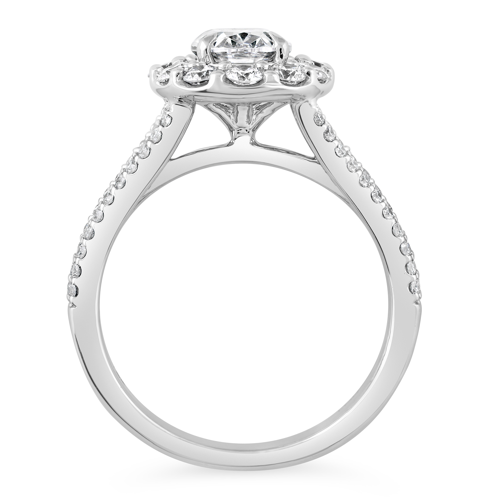 14K Split Shank Oval Diamond Halo Engagement Ring - Image 3