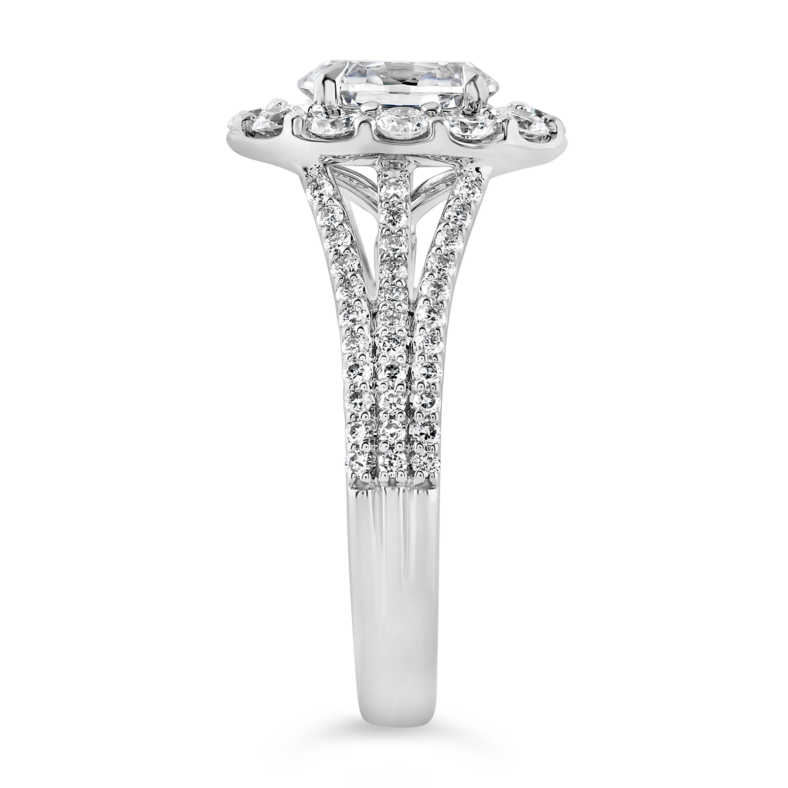 14K Split Shank Oval Diamond Halo Engagement Ring - Image 4