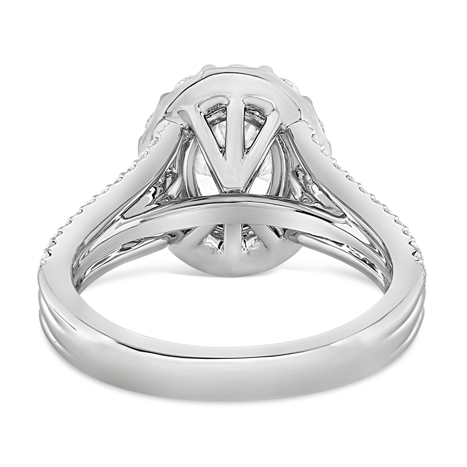 14K Split Shank Oval Diamond Halo Engagement Ring - Image 5