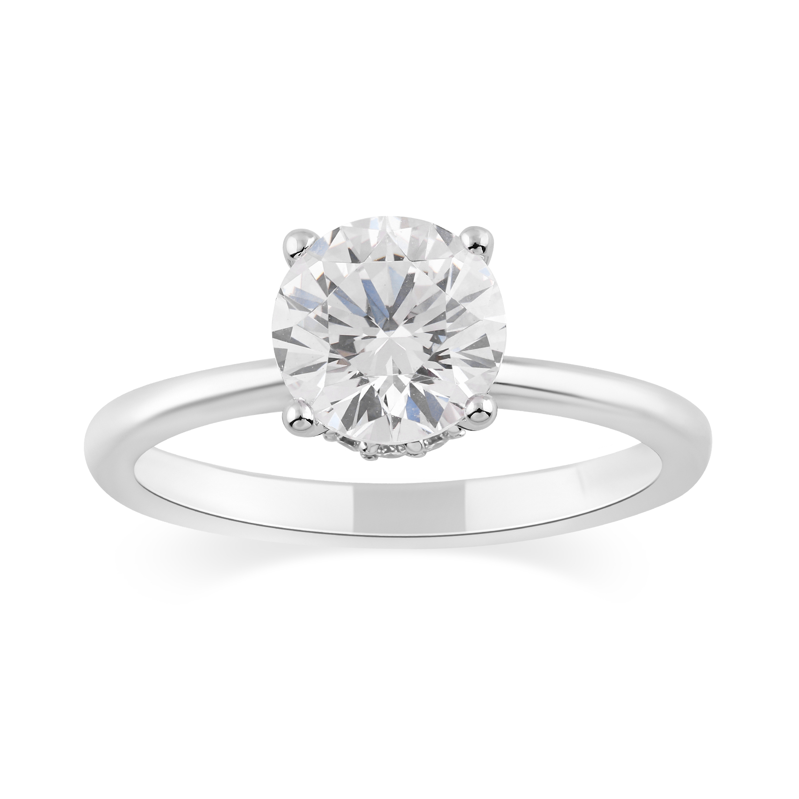 14K Round Diamond Collar Engagement Ring