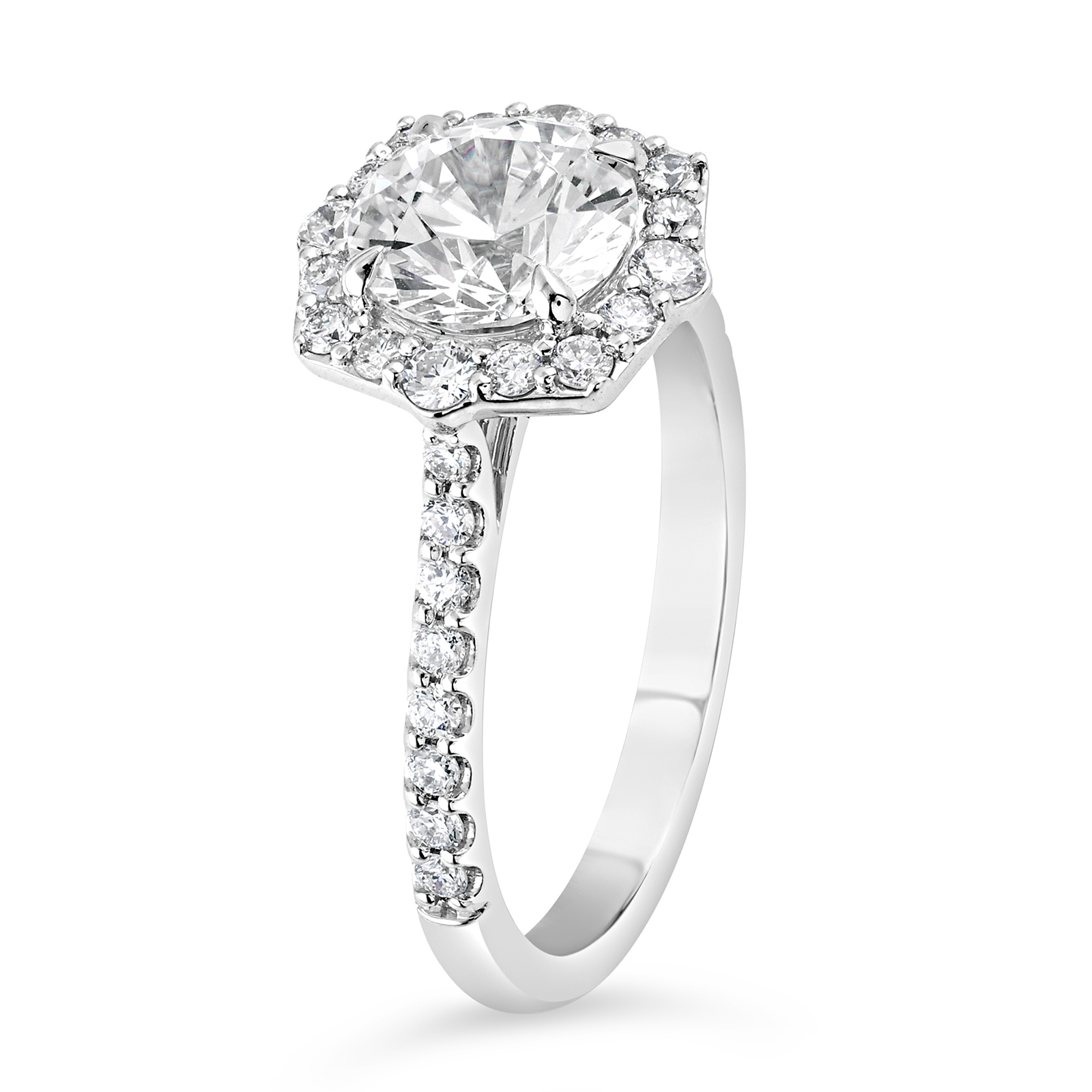 14K Round Lab Grown Diamond Octagon Halo Engagement Ring - Image 5