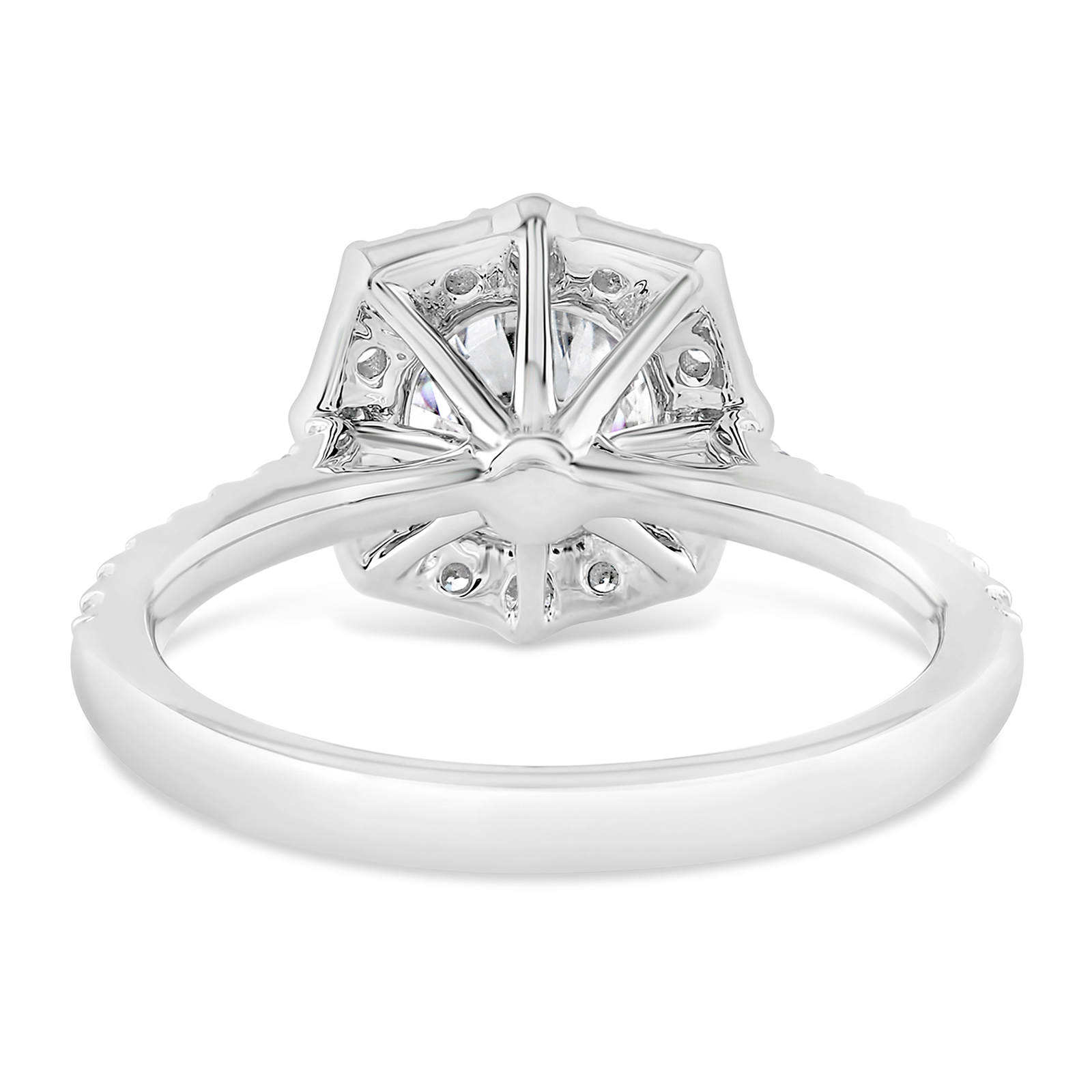 14K Round Lab Grown Diamond Octagon Halo Engagement Ring - Image 4