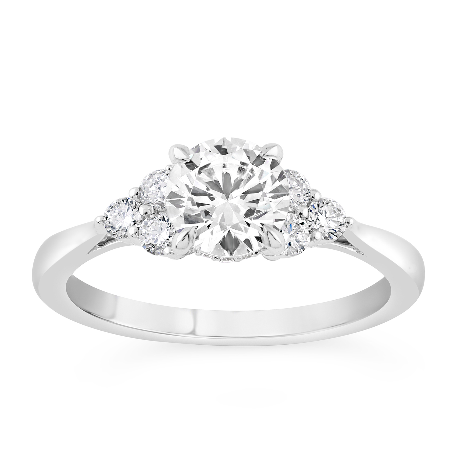 14K Round Lab Grown Diamond Accent Stone Engagement Ring