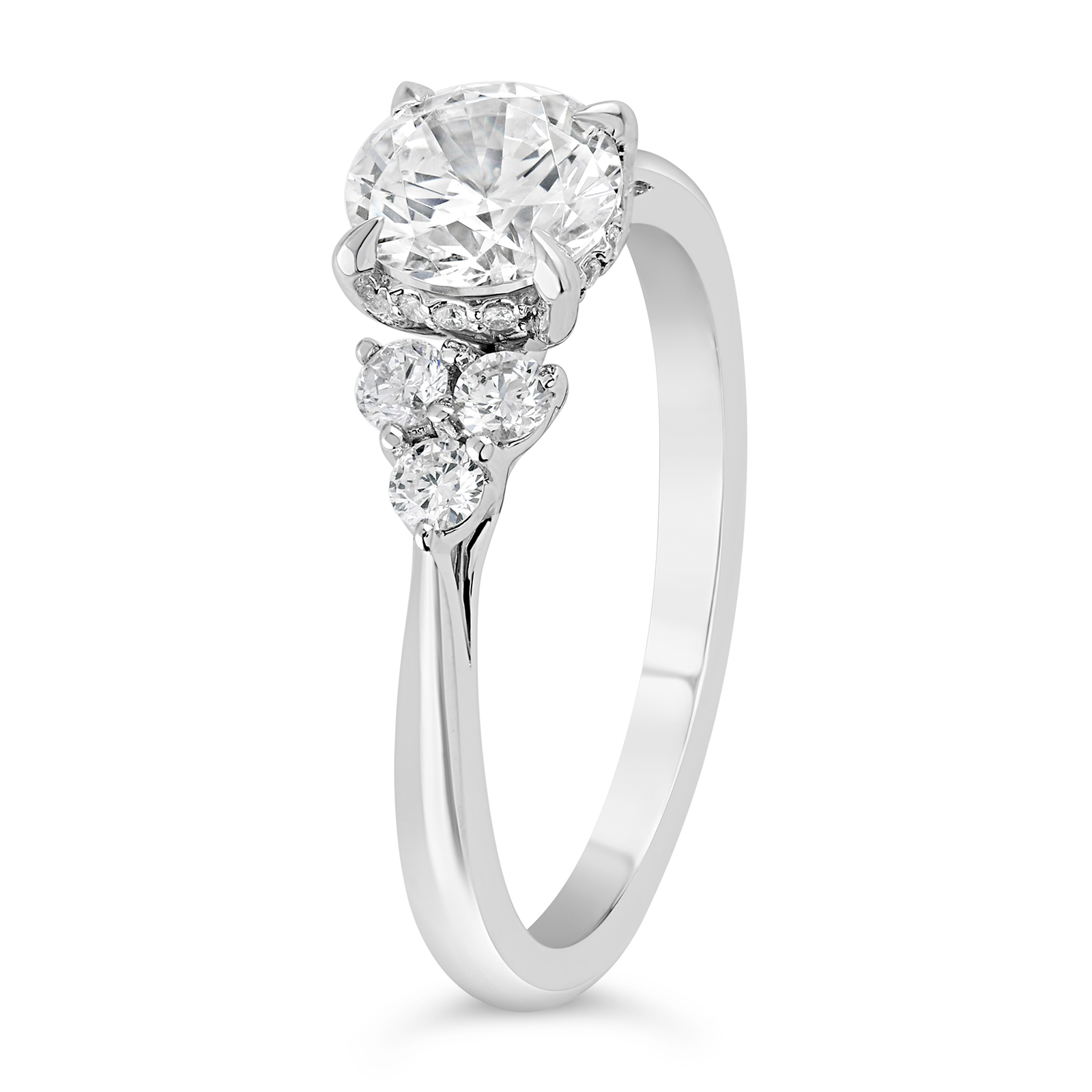 14K Round Lab Grown Diamond Accent Stone Engagement Ring - Image 5