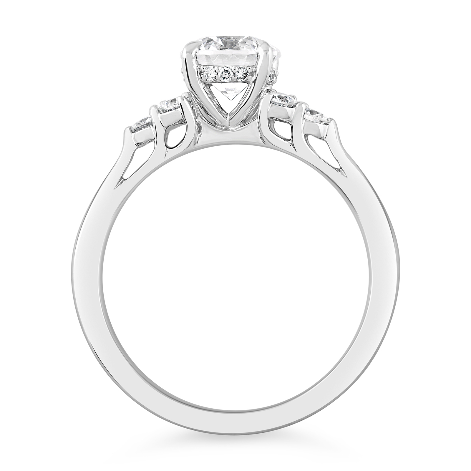 14K Round Lab Grown Diamond Accent Stone Engagement Ring - Image 2
