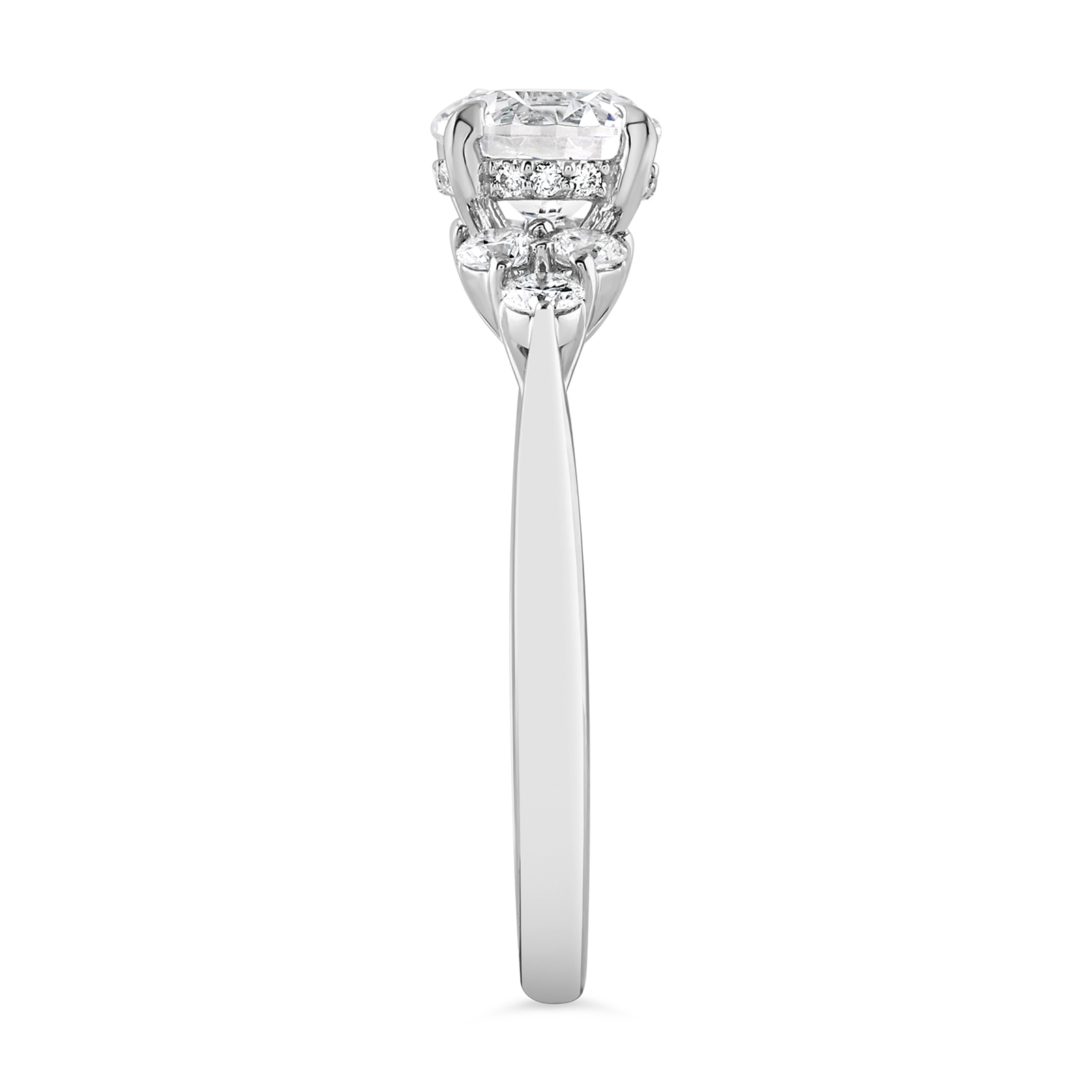 14K Round Lab Grown Diamond Accent Stone Engagement Ring - Image 3