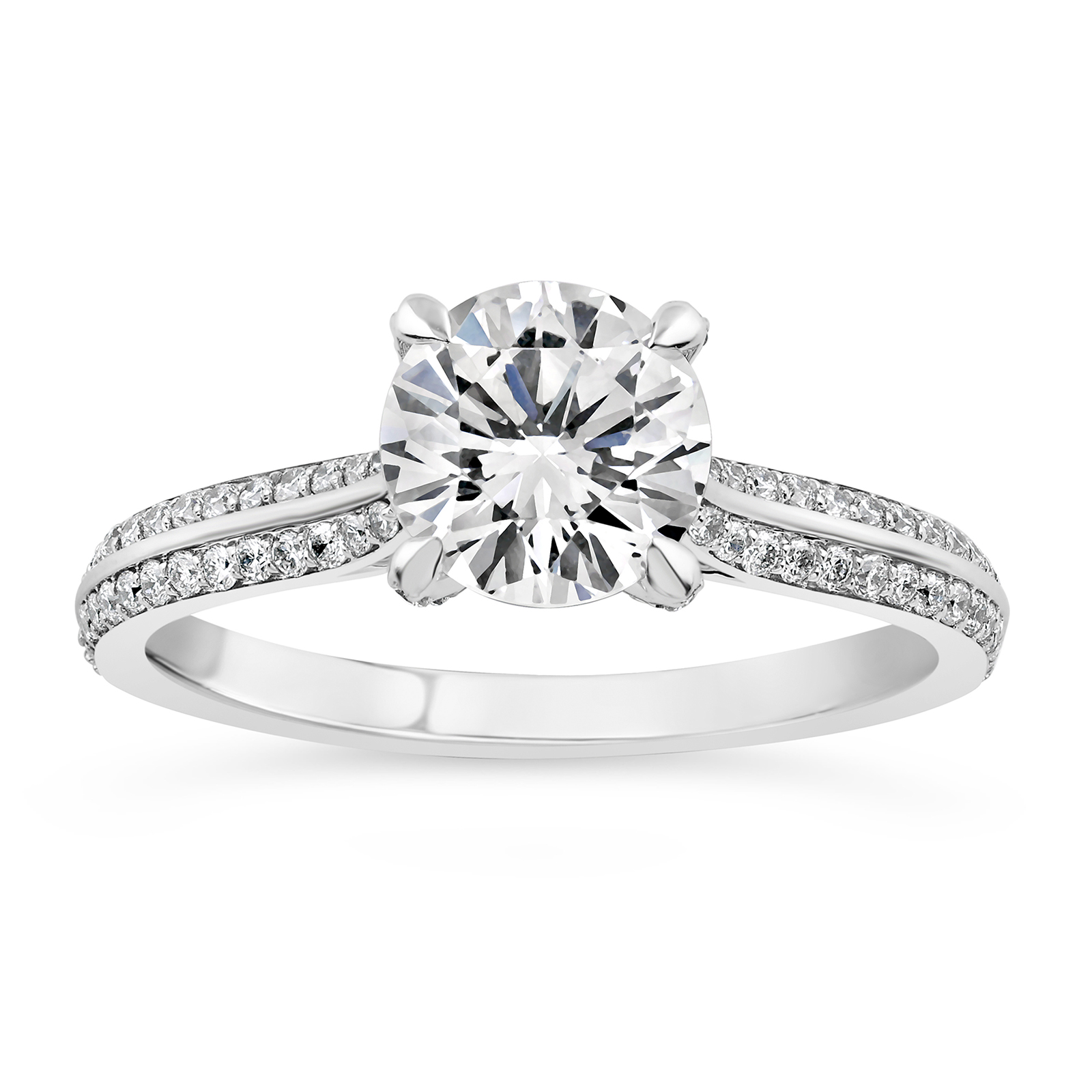 14K Round Lab Grown Diamond Knife Edge Engagement Ring