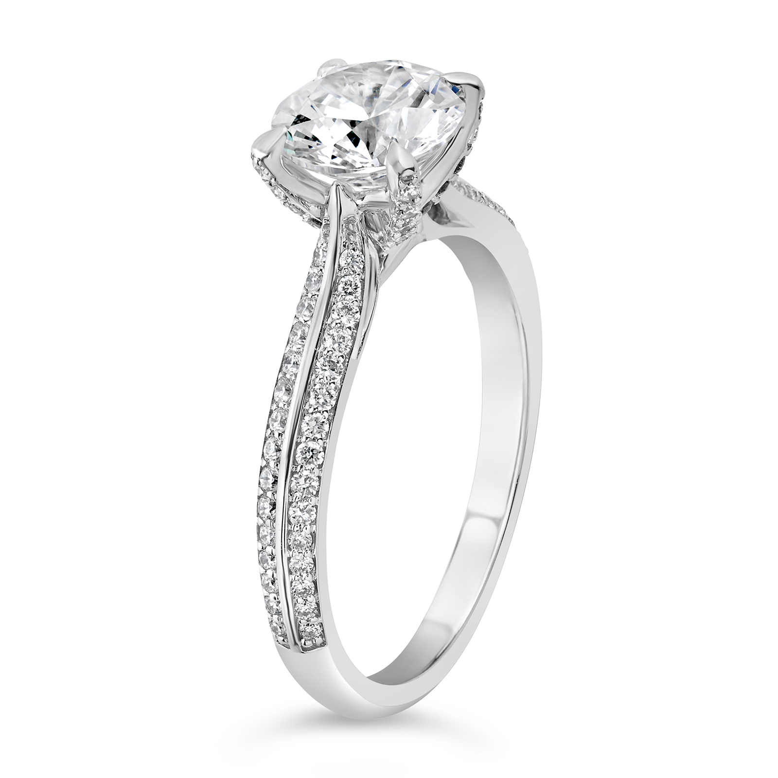 14K Round Lab Grown Diamond Knife Edge Engagement Ring - Image 3