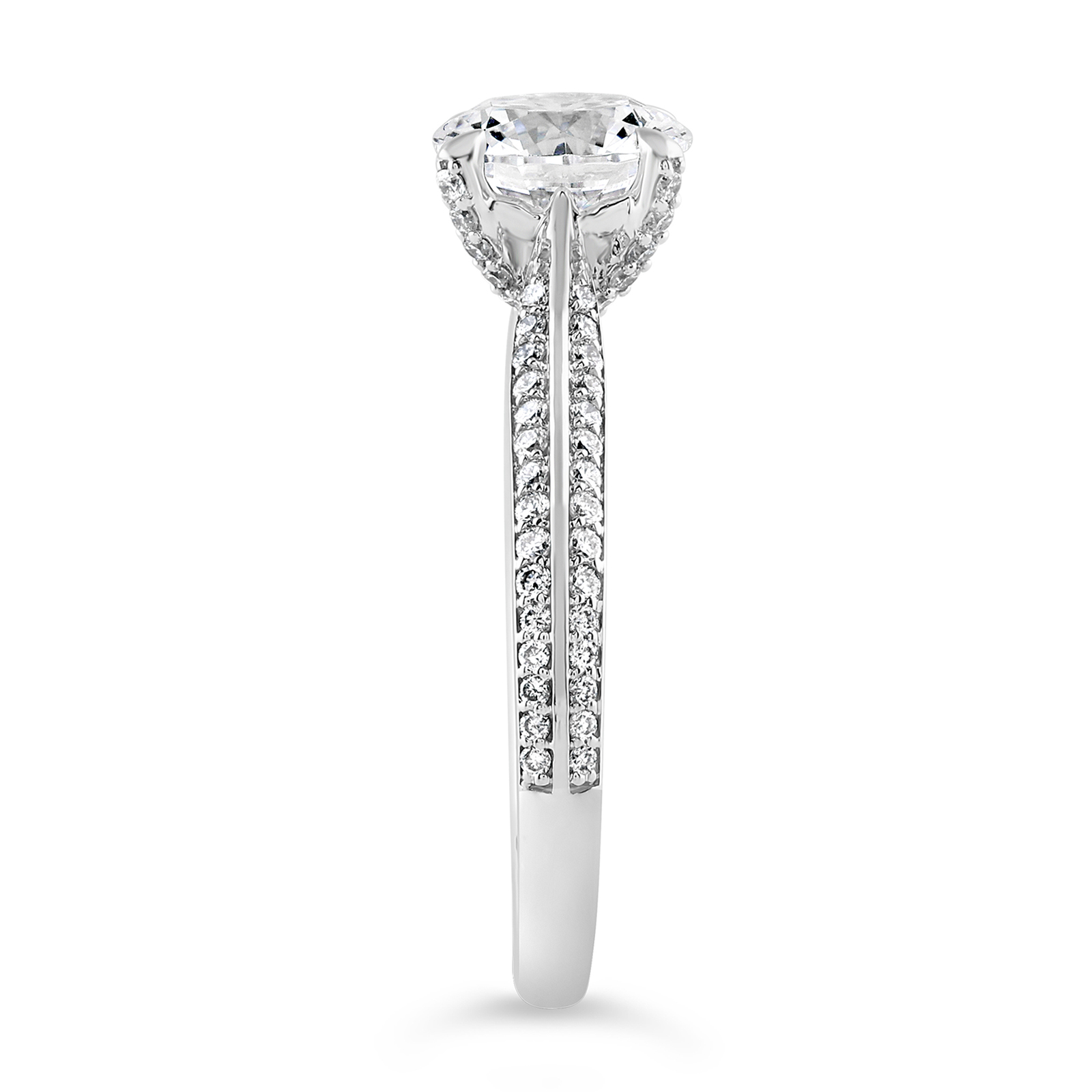 14K Round Lab Grown Diamond Knife Edge Engagement Ring - Image 4