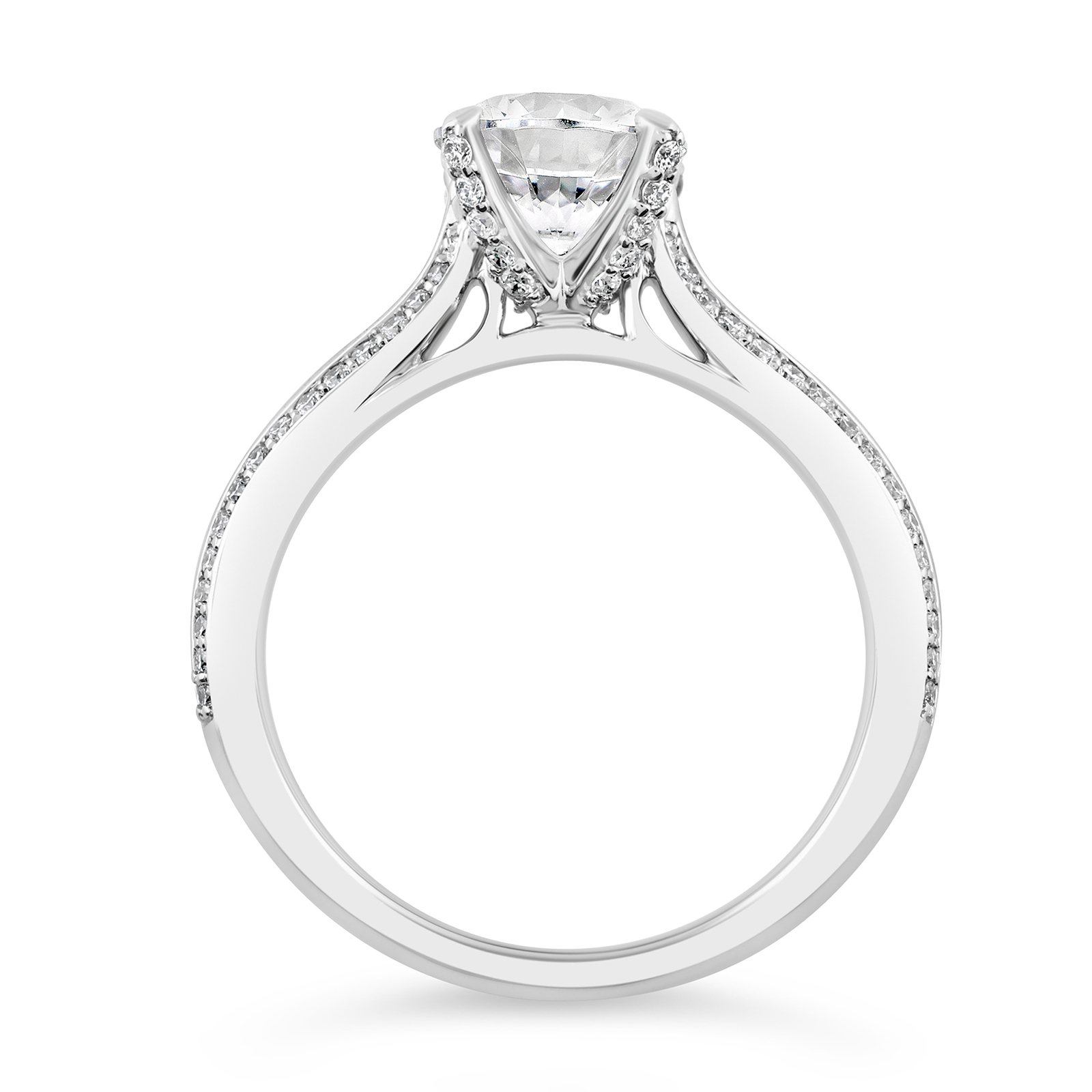 14K Round Lab Grown Diamond Knife Edge Engagement Ring - Image 2