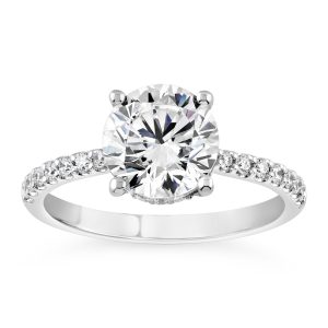 14K Hidden Halo Round Diamond Engagement Ring
