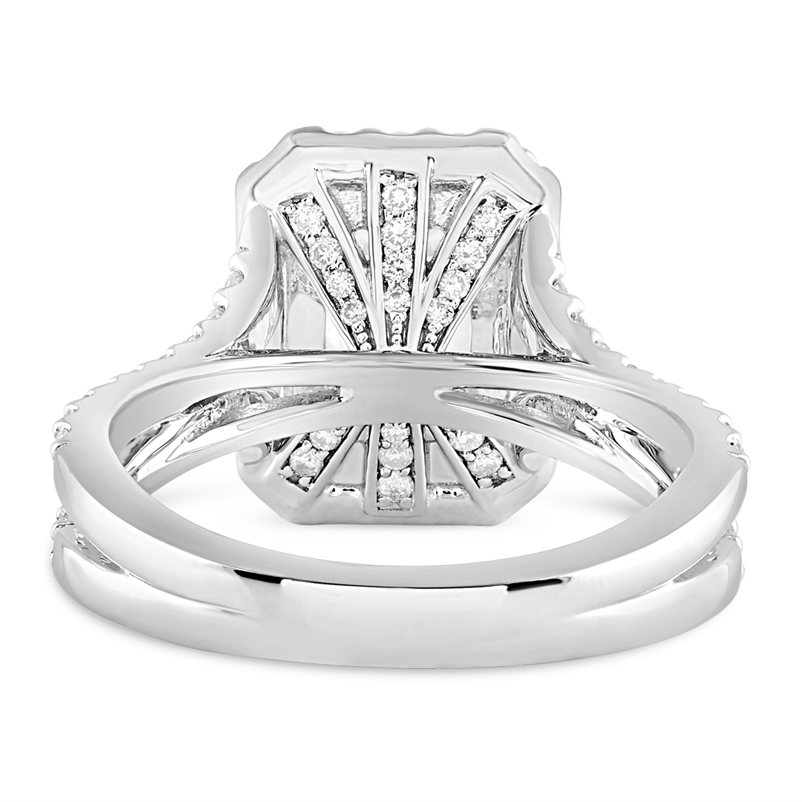 14K Split Shank Emerald Diamond Halo Engagement Ring - Image 4