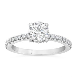 14K Hidden Halo Round Diamond Engagement Ring