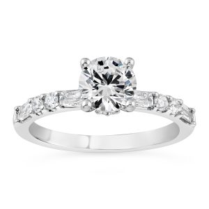 14K Hidden Halo Round Diamond Engagement Ring