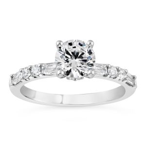 14K Hidden Halo Round Lab Grown Diamond Engagement Ring
