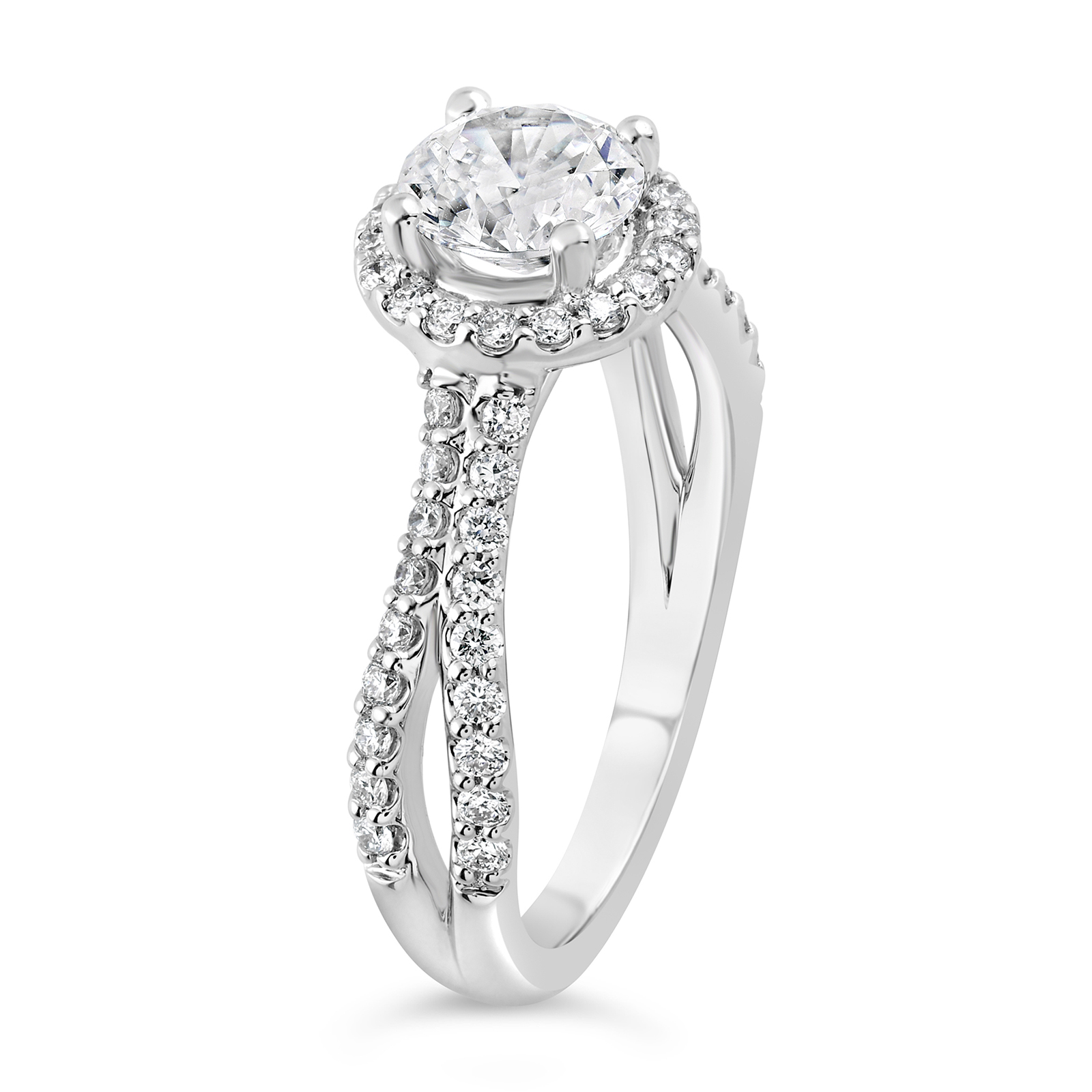 14K Split Shank Round Lab Grown Diamond Halo Engagement Ring - Image 5