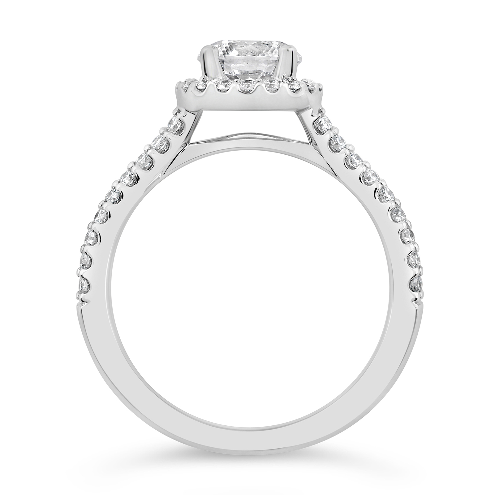 14K Split Shank Round Lab Grown Diamond Halo Engagement Ring - Image 2
