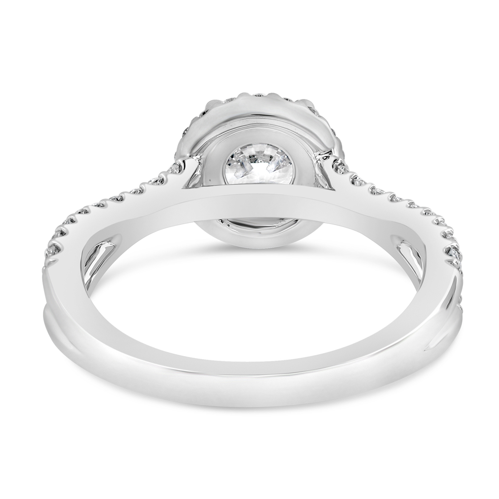 14K Split Shank Round Lab Grown Diamond Halo Engagement Ring - Image 4