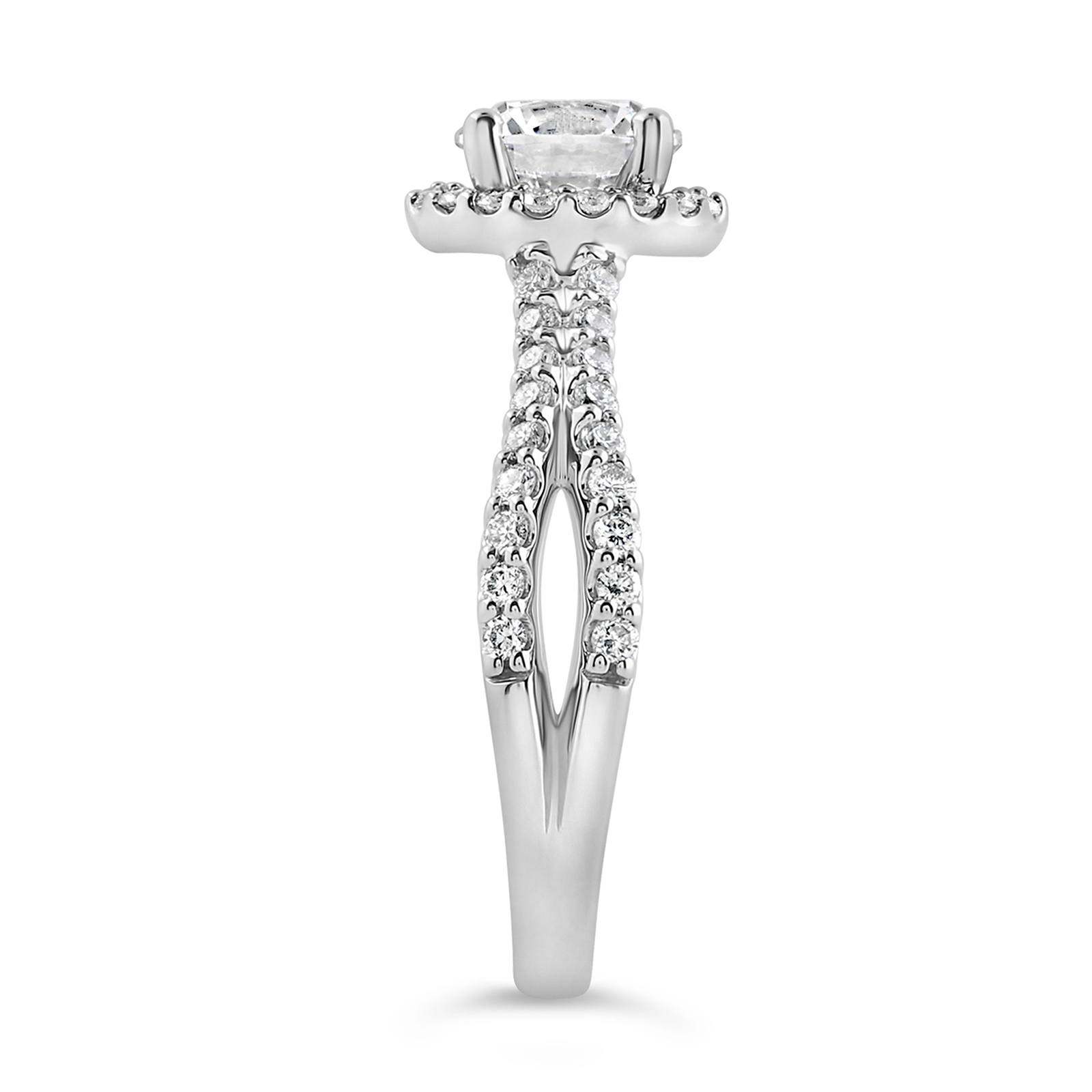 14K Split Shank Round Lab Grown Diamond Halo Engagement Ring - Image 3