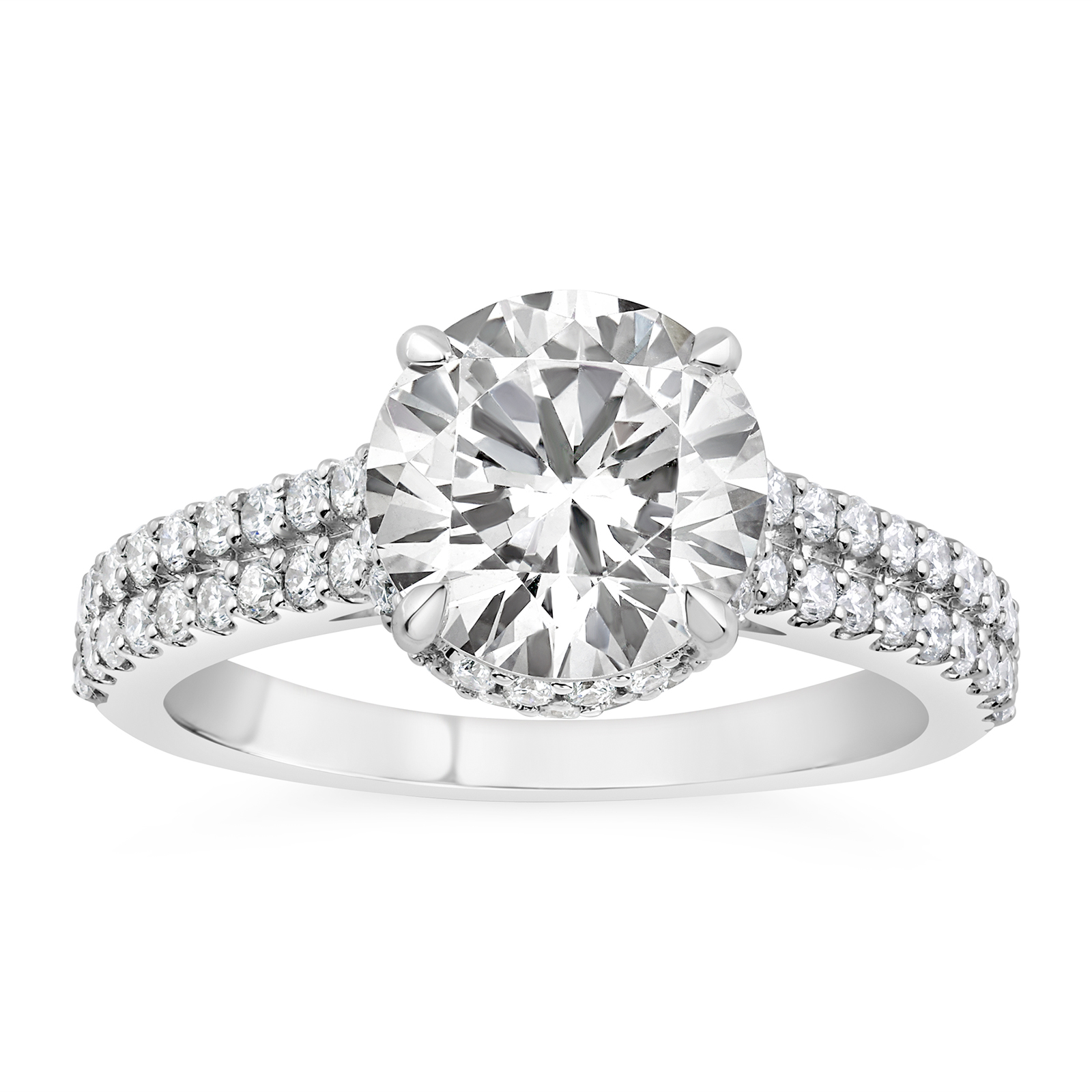 14K Split Shank Round Diamond Hidden Halo Engagement Ring