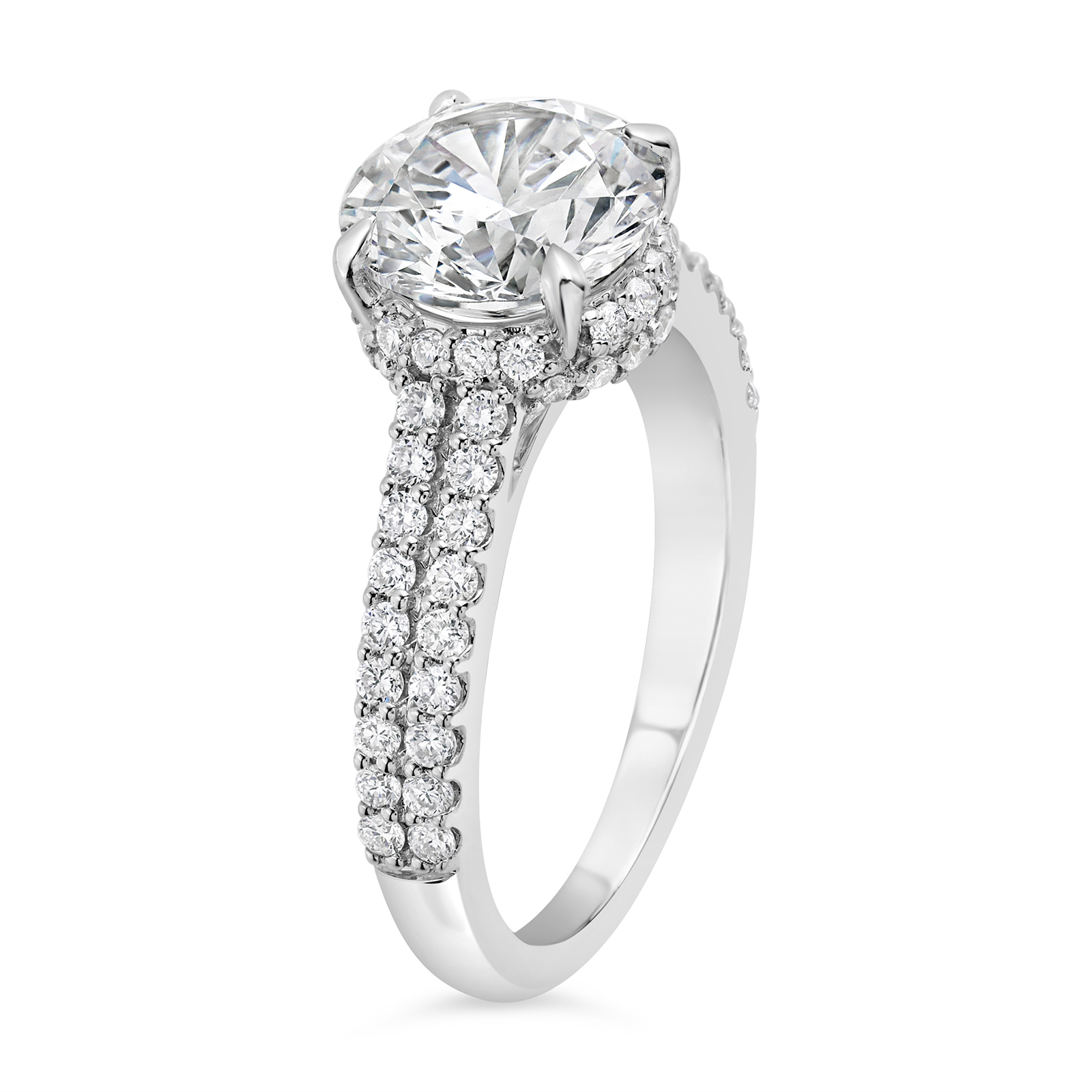 14K Split Shank Round Diamond Hidden Halo Engagement Ring - Image 5