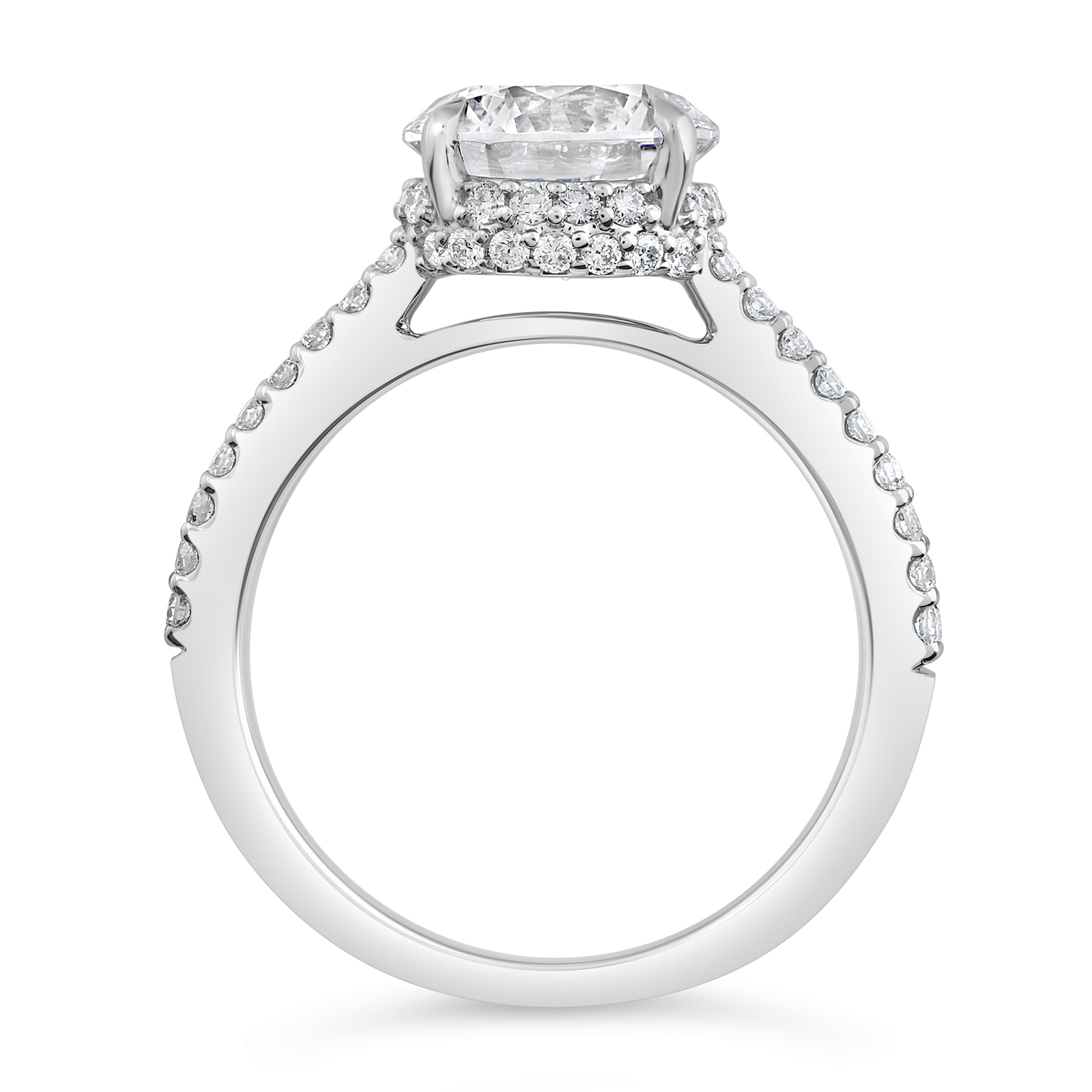 14K Split Shank Round Diamond Hidden Halo Engagement Ring - Image 2