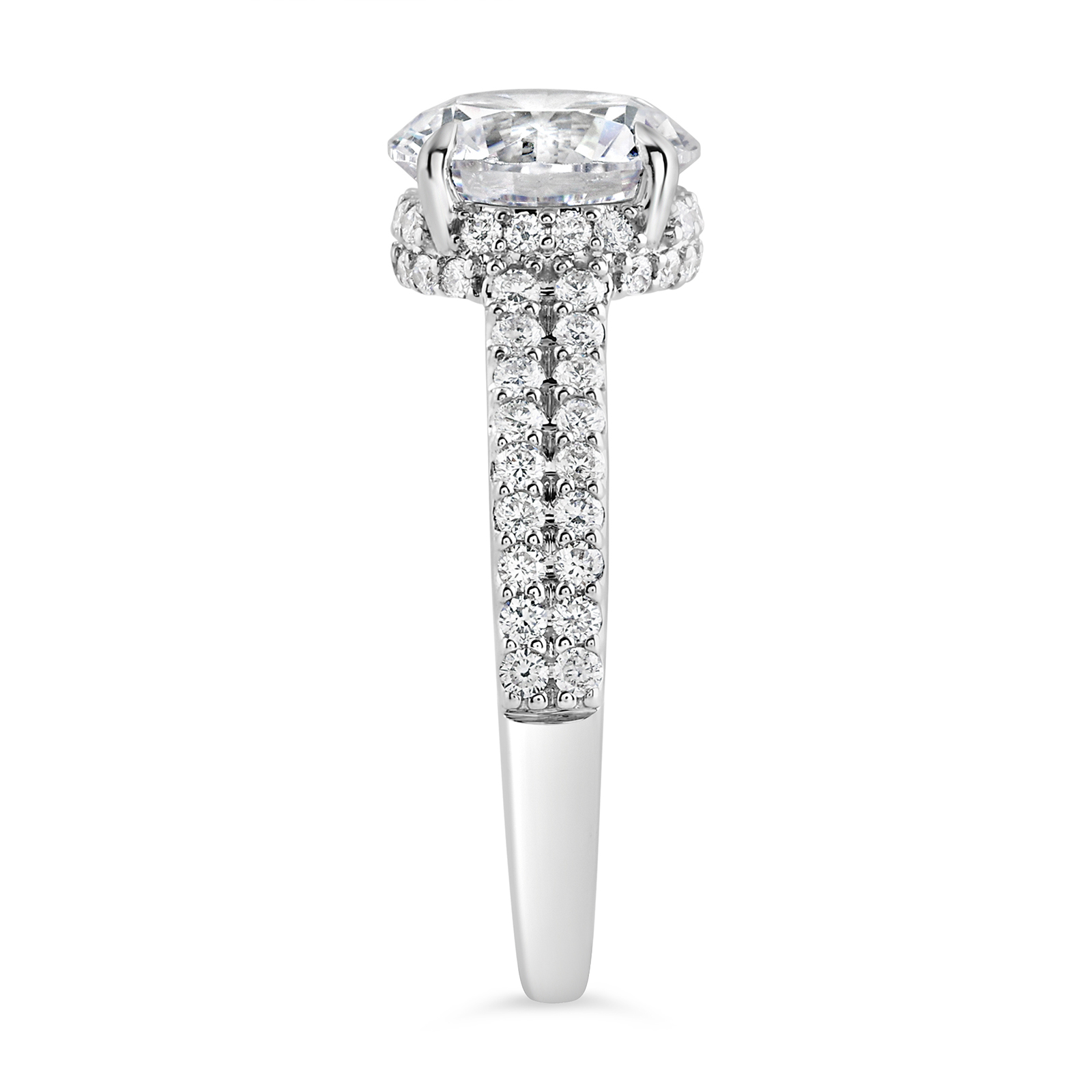 14K Split Shank Round Diamond Hidden Halo Engagement Ring - Image 3