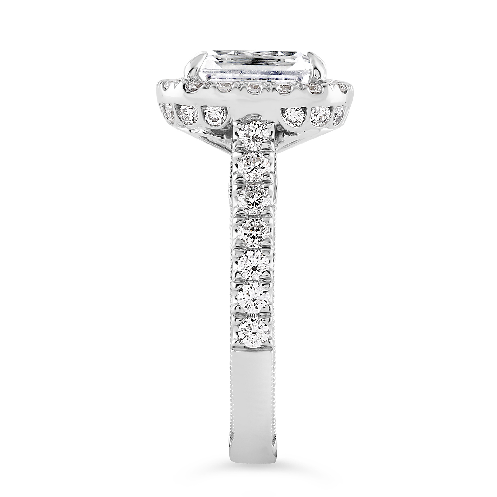 14K Emerald Diamond Halo Engagement Ring - Image 3