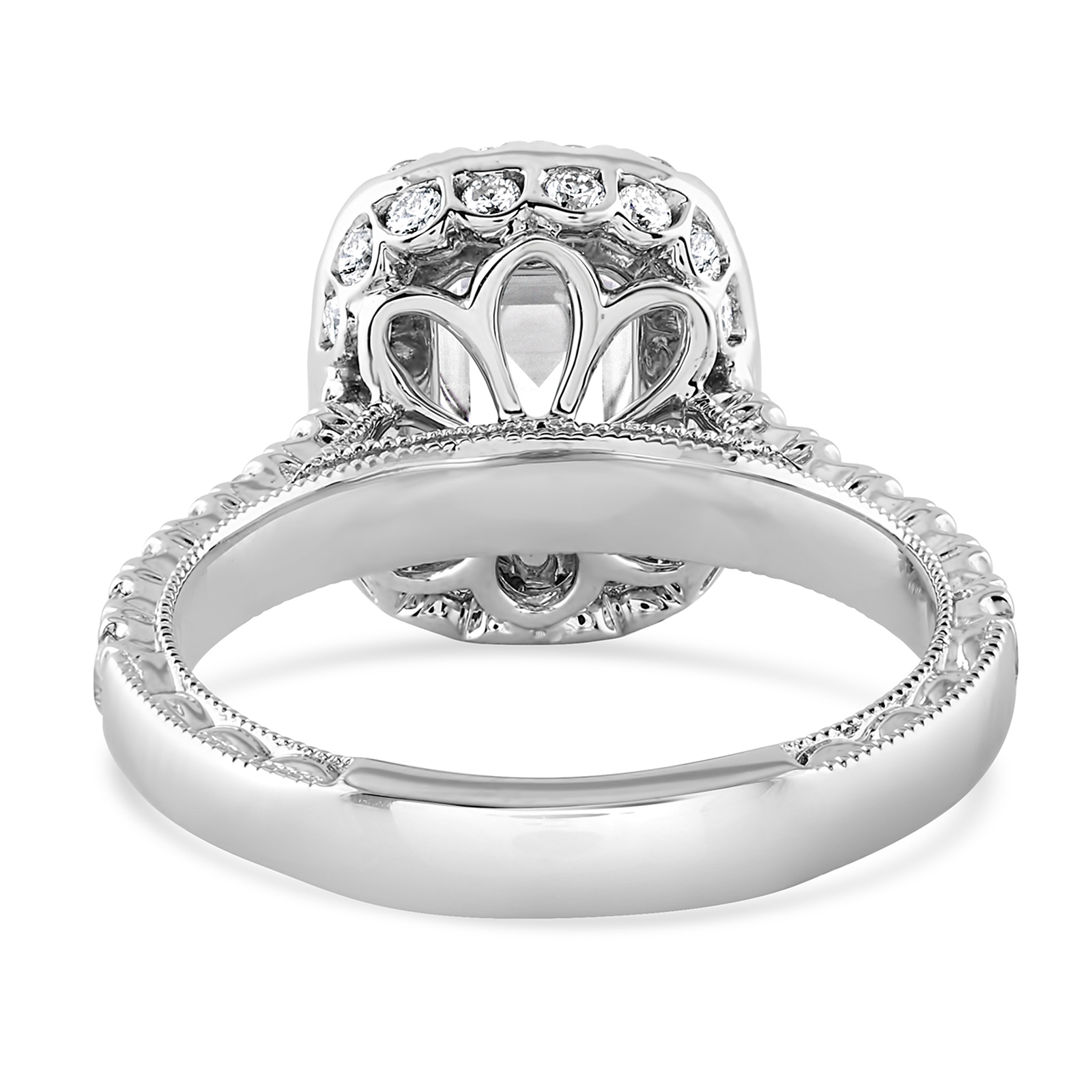 14K Emerald Diamond Halo Engagement Ring - Image 4