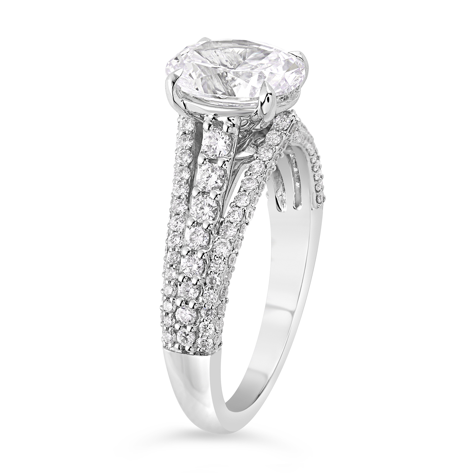 14K Triple Shank Oval Lab Grown Diamond Engagement Ring - Image 5