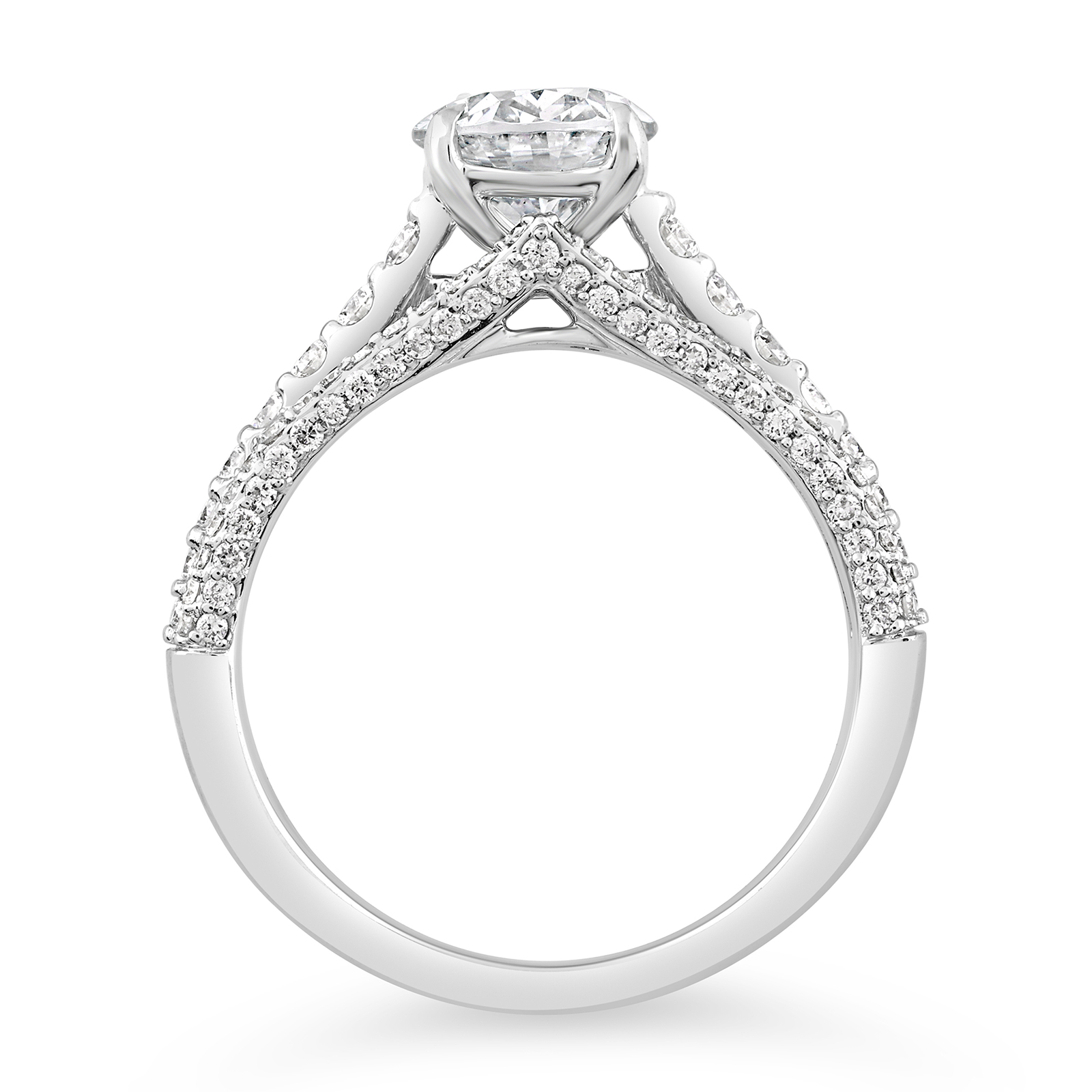14K Triple Shank Oval Lab Grown Diamond Engagement Ring - Image 2