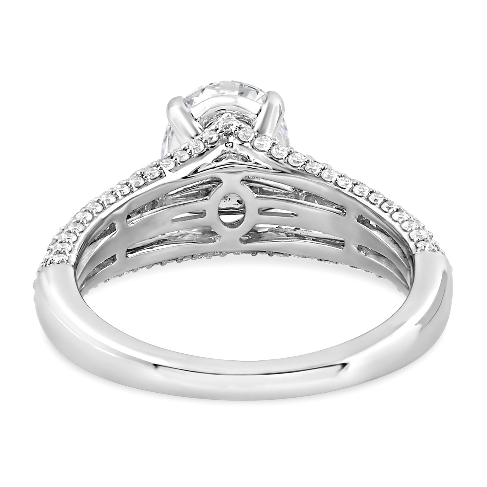 14K Triple Shank Oval Lab Grown Diamond Engagement Ring - Image 4