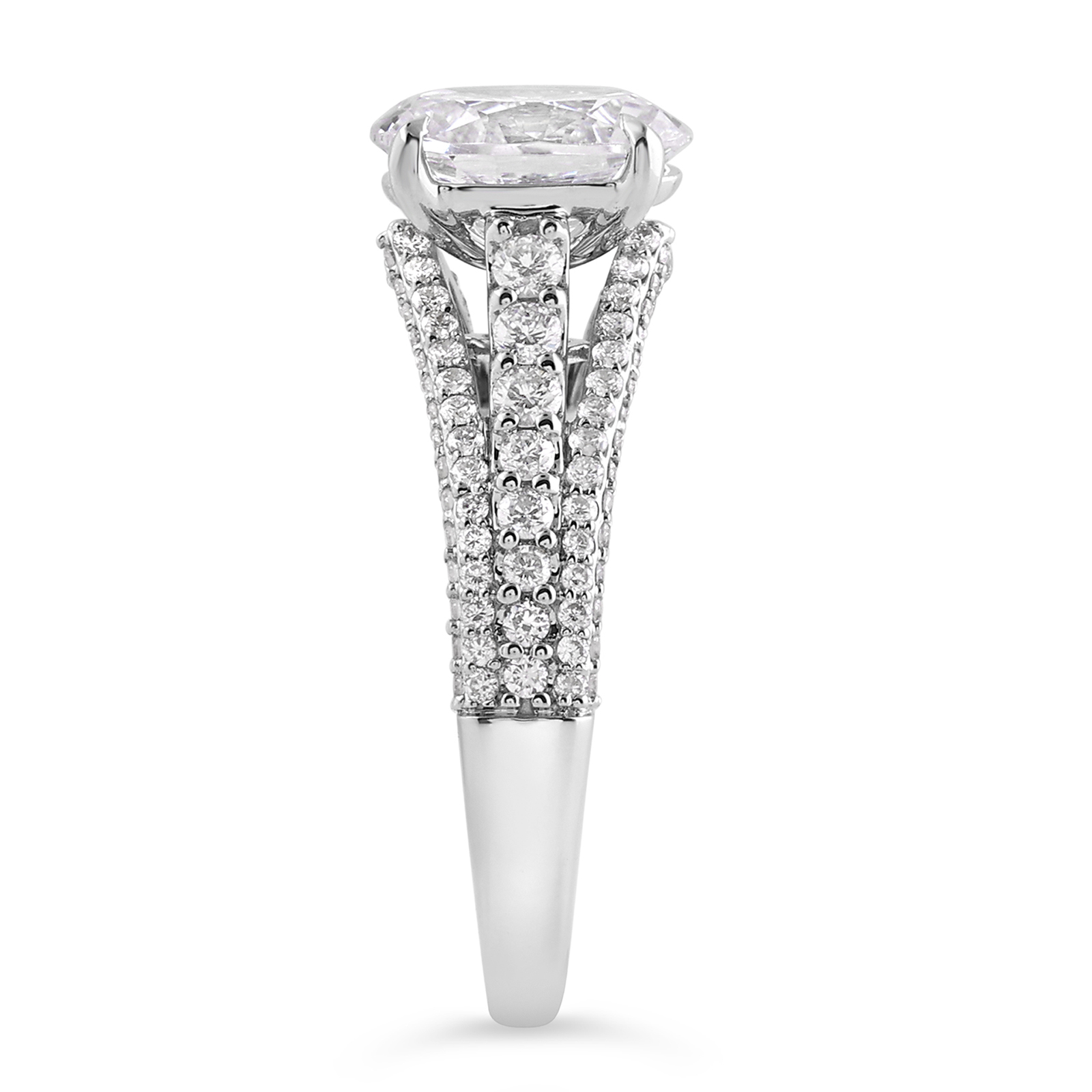 14K Triple Shank Oval Lab Grown Diamond Engagement Ring - Image 3