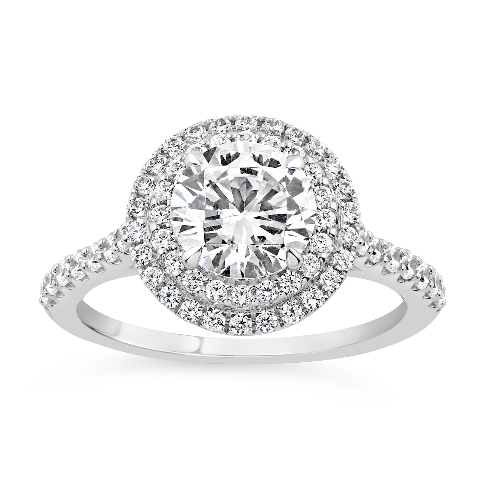 14K Round Lab Grown Diamond Double Round Halo Engagement Ring