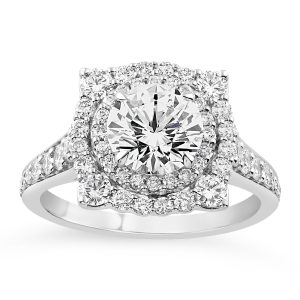14K Round Diamond Fancy Halo Engagement Ring