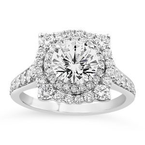 14K Round Lab Grown Diamond Fancy Halo Engagement Ring