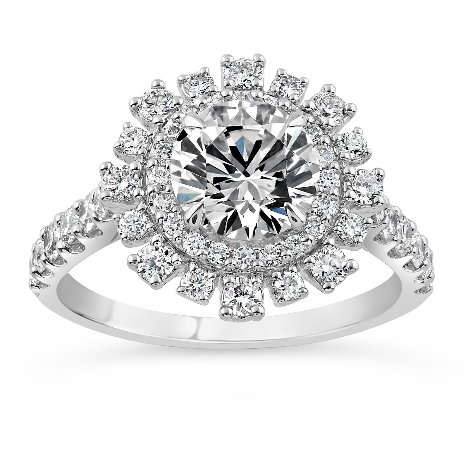 14K Round Lab Grown Diamond Burst Halo Engagement Ring