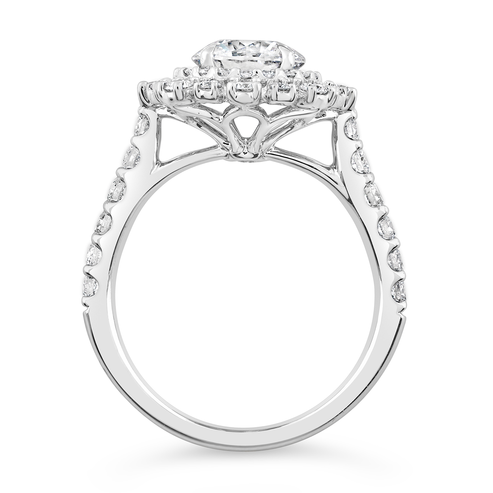 14K Round Lab Grown Diamond Burst Halo Engagement Ring - Image 2