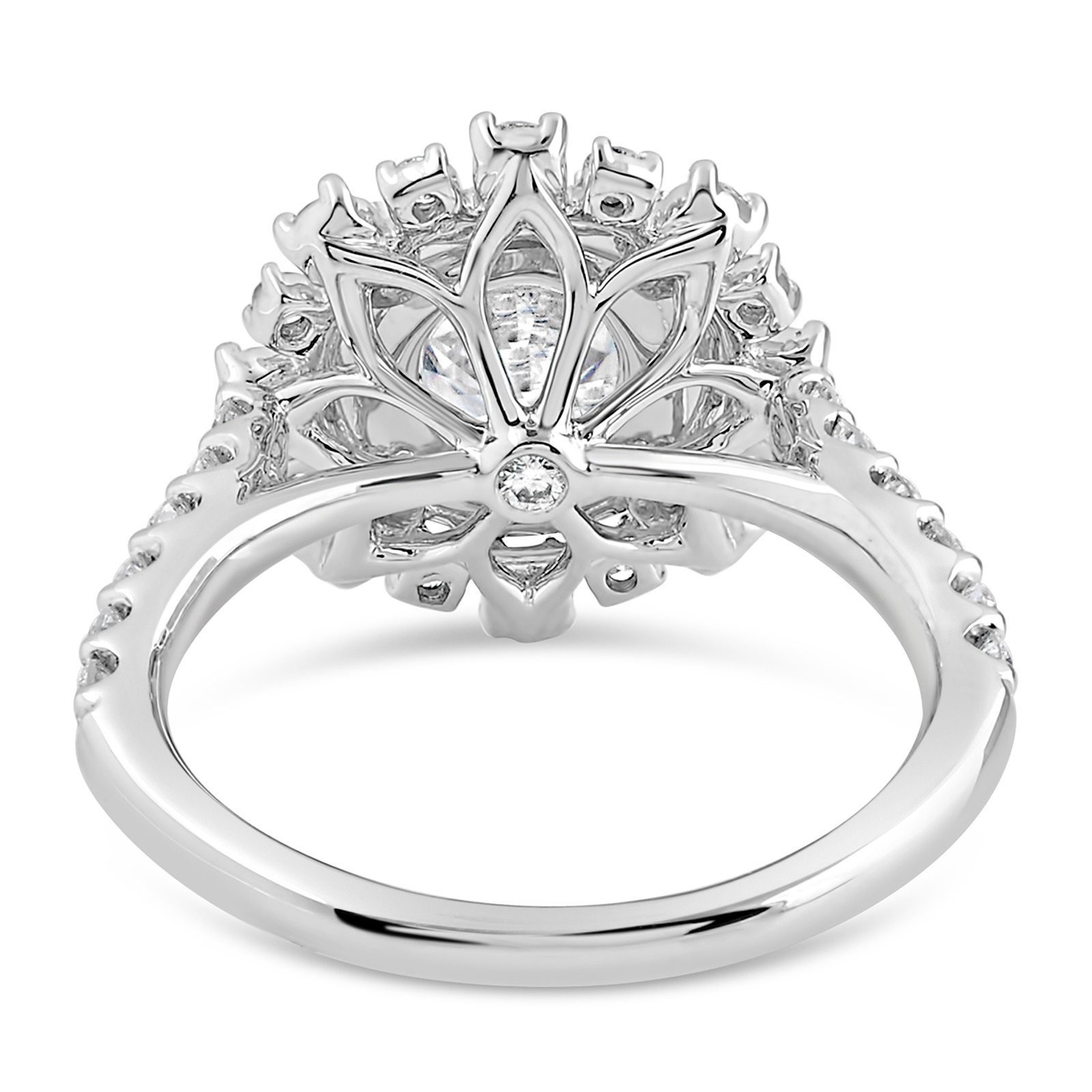 14K Round Lab Grown Diamond Burst Halo Engagement Ring - Image 4