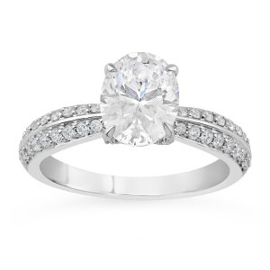 14K Knife Edge Oval Diamond Engagement Ring